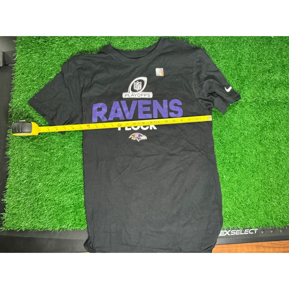 Nike Baltimore Ravens NFL Playoffs Flock T-Shirt Mens Small Black Graphic Tee